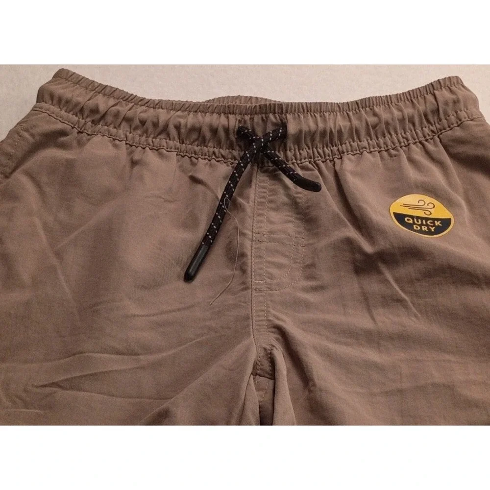 Quick Dry Performance Shorts Men's Tan Khaki Elastic Waist Drawstring Active NWT